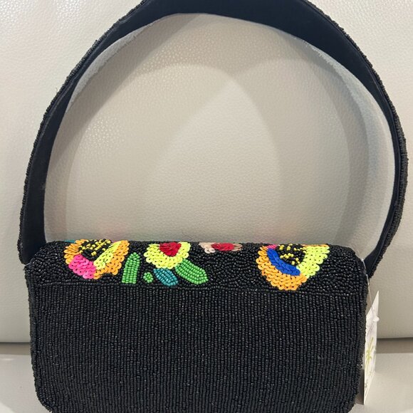 America & Beyond Beaded Shoulder Bag Neon Colorful Sequin Flowers NWT - Picture 4 of 4